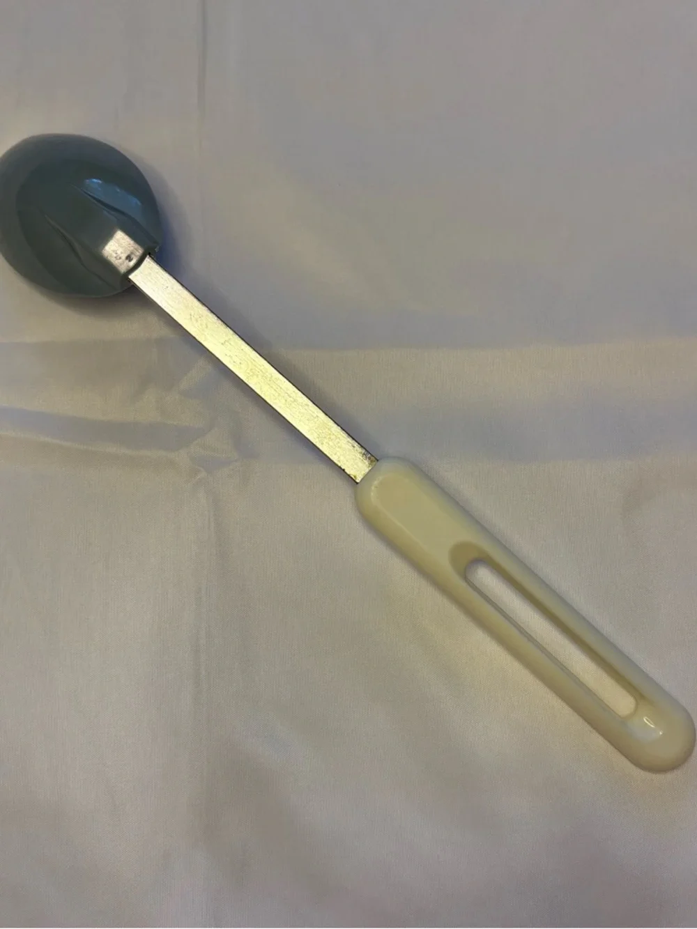 Vintage Bonny USA Cooking Spoon Blue White Plastic Metal